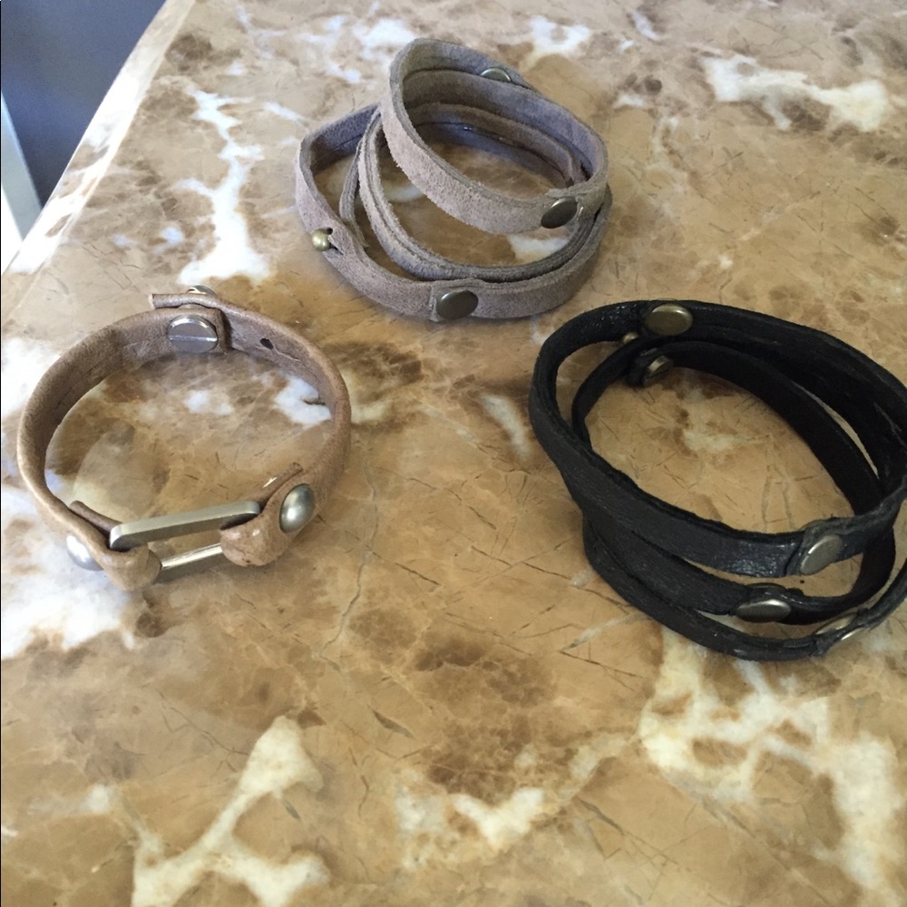 Lesa Wallace leather bracelets! Set of three!
